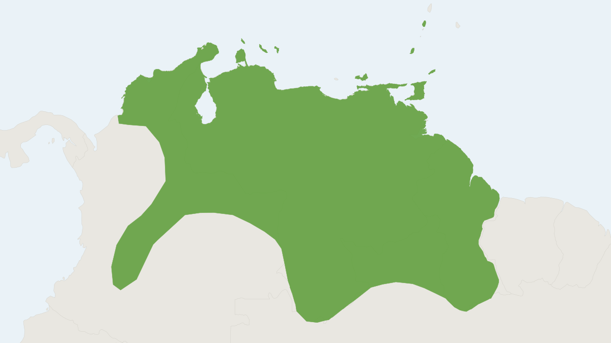 Range map of the Miller's Long-tongued Bat (Glossophaga longirostris)