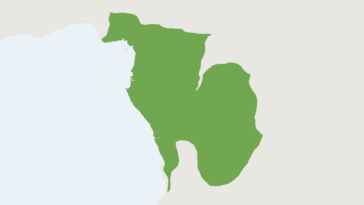 Range map of the Milne-Edwards's Potto (Perodicticus edwardsi)