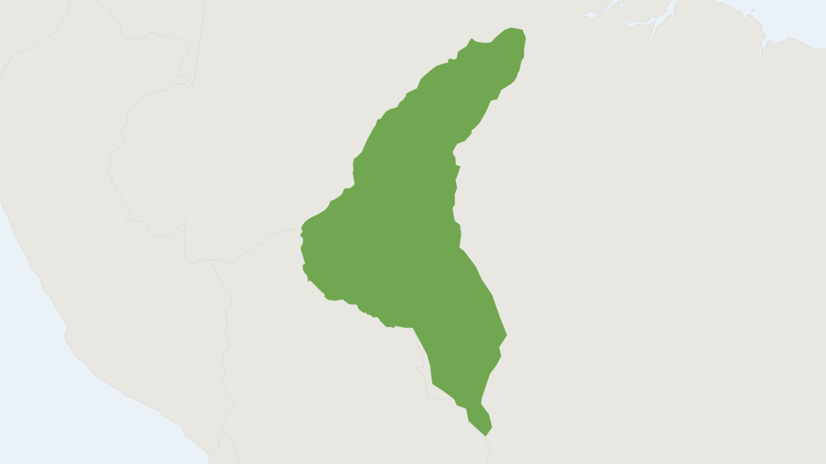 Range map of the Mittermeier's Tapajós Saki (Pithecia mittermeieri)