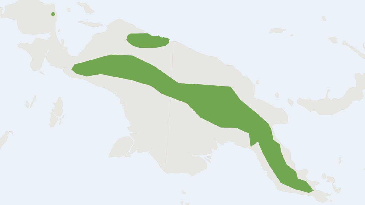 Range map of the Montane Soft-furred Paramelomys (Paramelomys mollis)