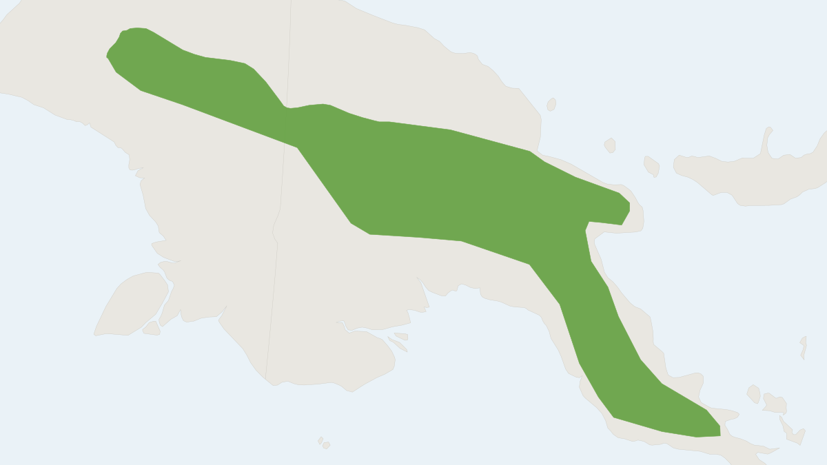Range map of the Mountain Cuscus (Phalanger carmelitae)