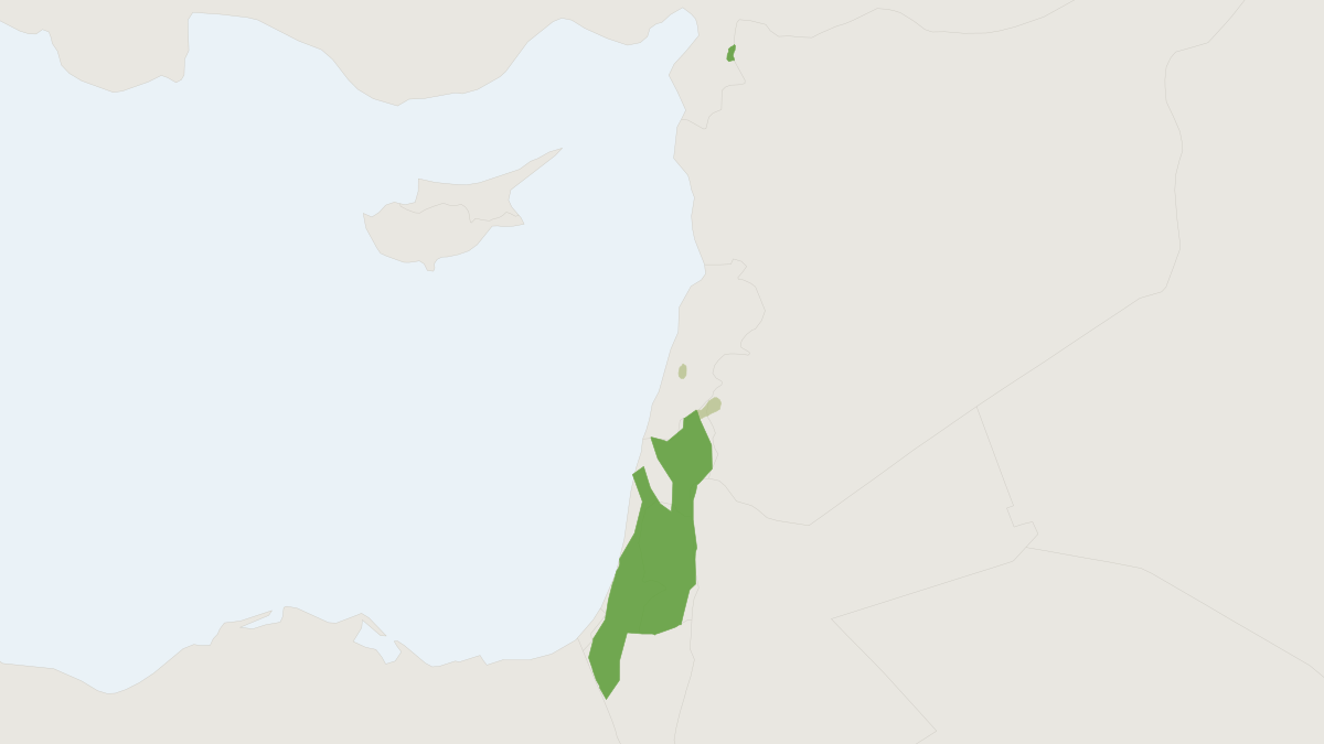 Range map of the Mountain Gazelle (Gazella gazella)