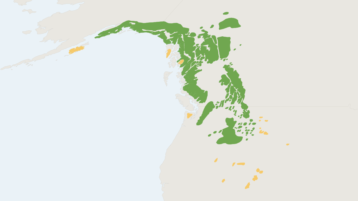 Range map of the Mountain Goat (Oreamnos americanus)
