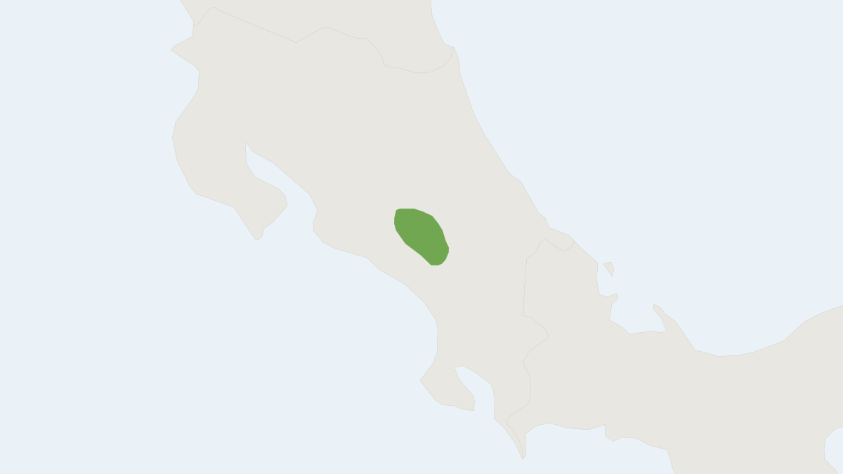 Range map of the Mountain Spiny Pocket Mouse (Heteromys oresterus)