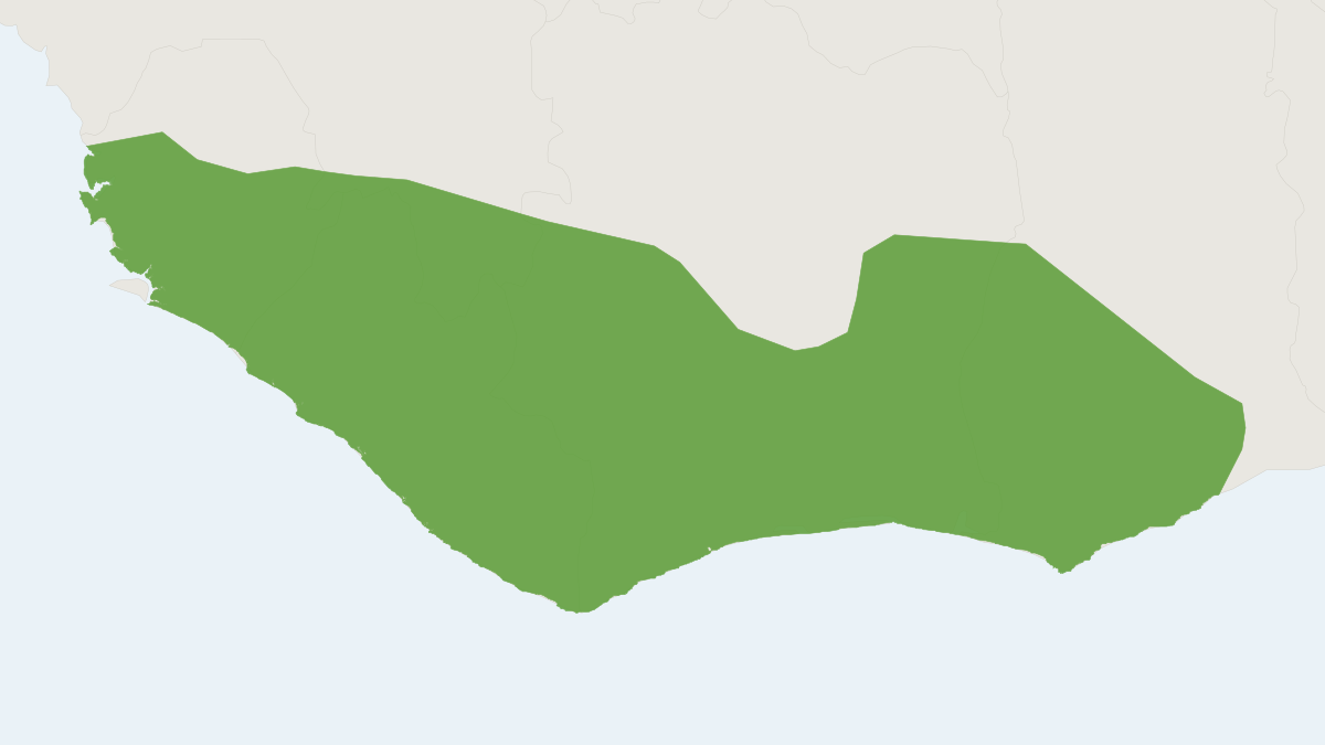 Range map of the Mouse-tailed Shrew (Crocidura muricauda)