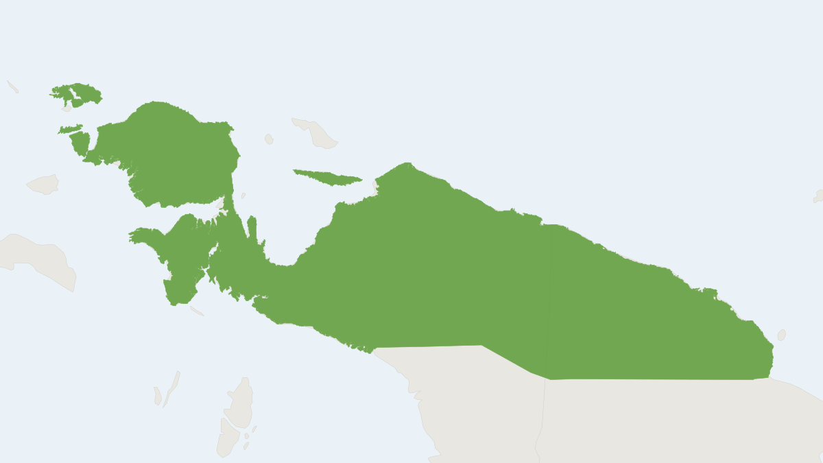 Range map of the Müller’s Three-striped Dasyure (Myoictis melas)