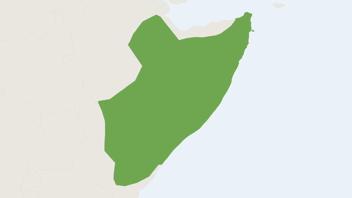 Range map of the Naked Mole Rat (Heterocephalus glaber) covering Ethiopia, Kenya and Somalia