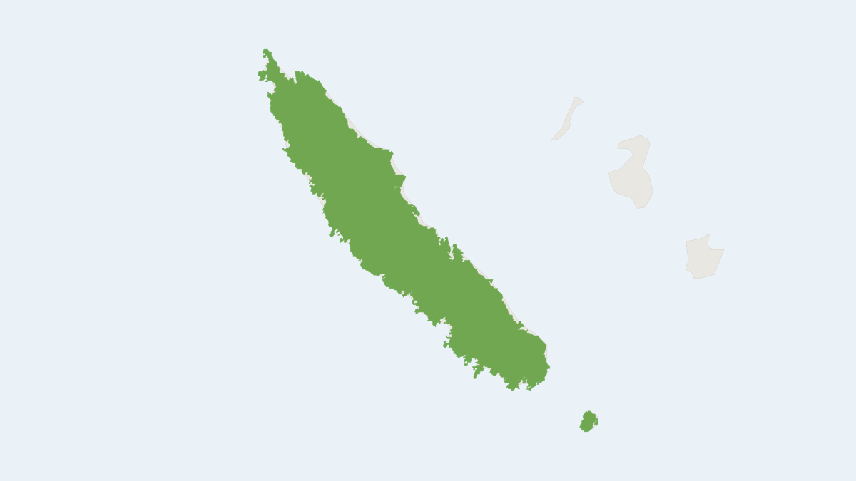 Range map of the New Caledonia Flying Fox (Pteropus vetula)