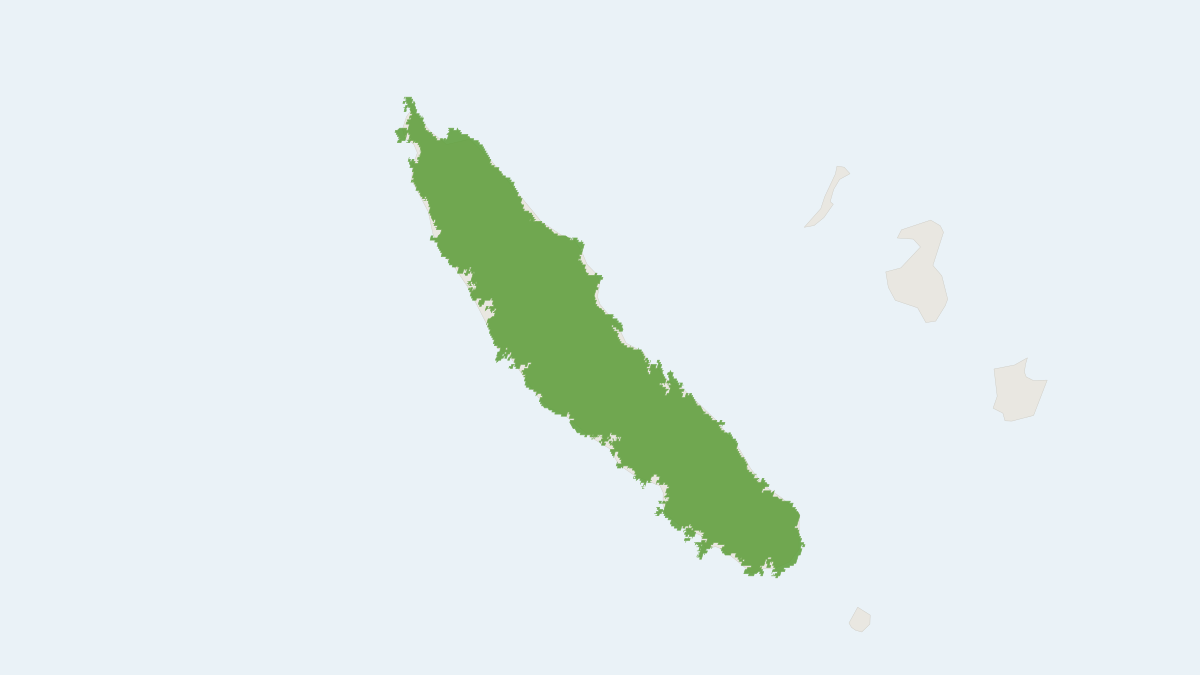 Range map of the New Caledonia Wattled Bat (Chalinolobus neocaledonicus) covering New Caledonia