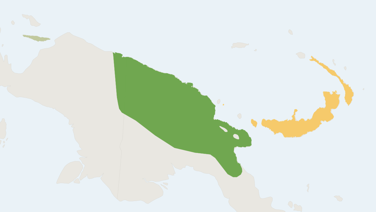 Range map of the New Guinea Pademelon (Thylogale browni)