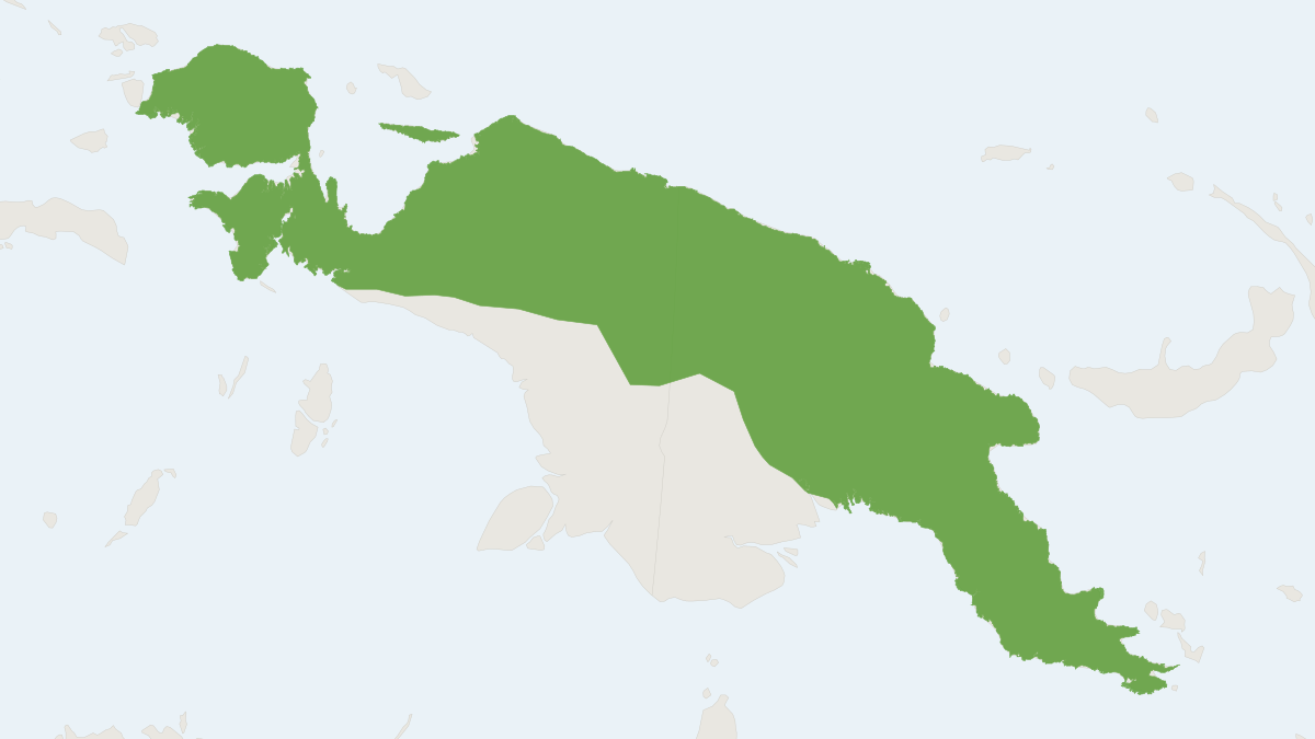 Range map of the New Guinea Quoll (Dasyurus albopunctatus)