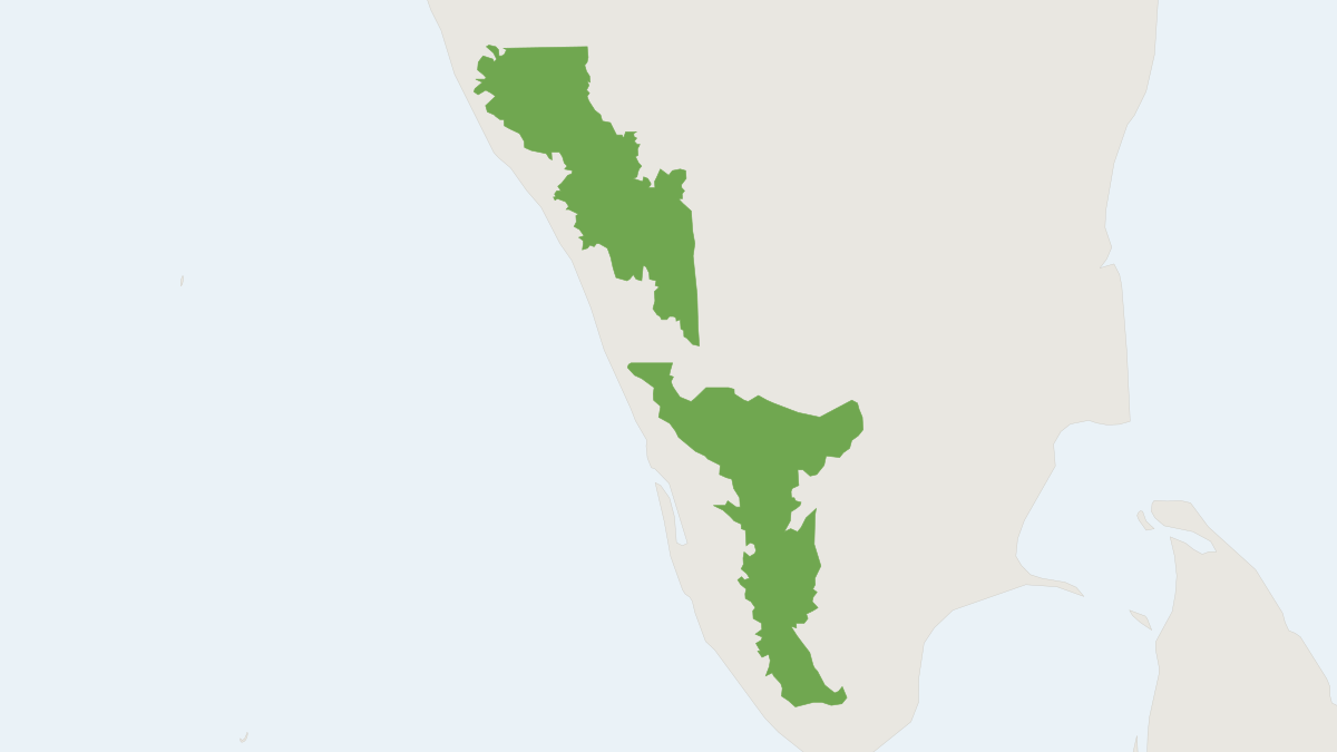 Range map of the Nilgiri Marten (Martes gwatkinsii)