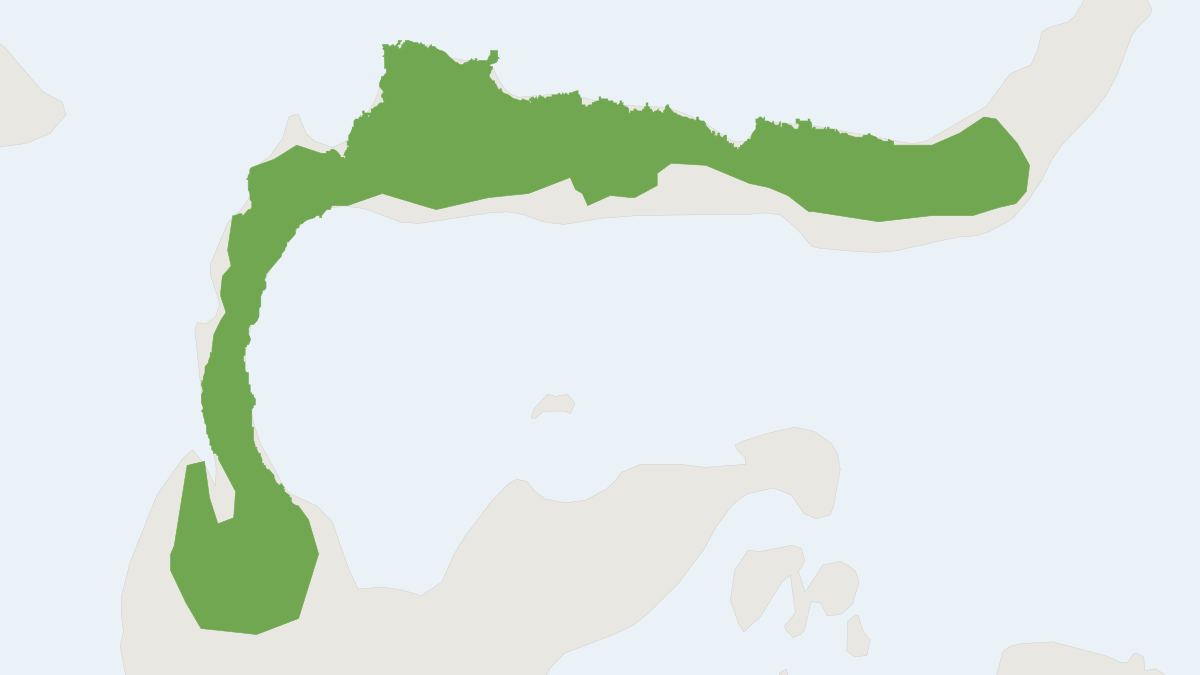 Range map of the North Peninsula White-toothed Shrew (Crocidura pseudorhoditis)
