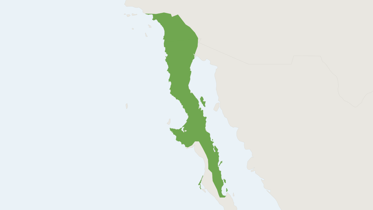 Range map of the Northern Baja Deermouse (Peromyscus fraterculus)