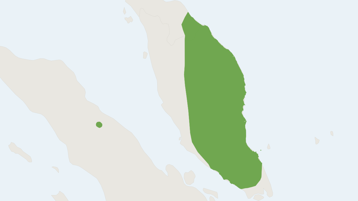 Range map of the Northern Free-tailed Bat (Mops johorensis) covering Indonesia, Malaysia and Singapore