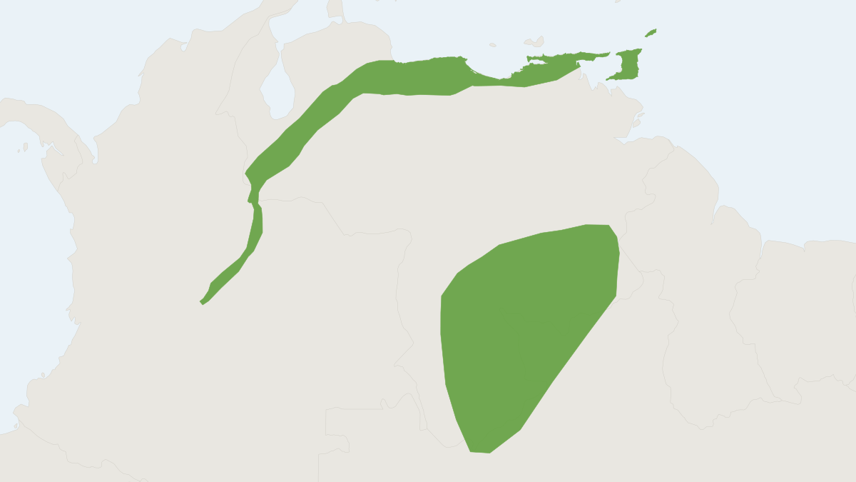 Range map of the Northern Grass Mouse (Necromys urichi) covering Colombia, Trinidad & Tobago and Venezuela