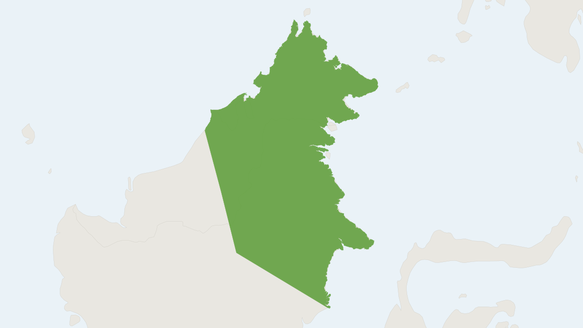 Range map of the Northern Gray Gibbon (Hylobates funereus)