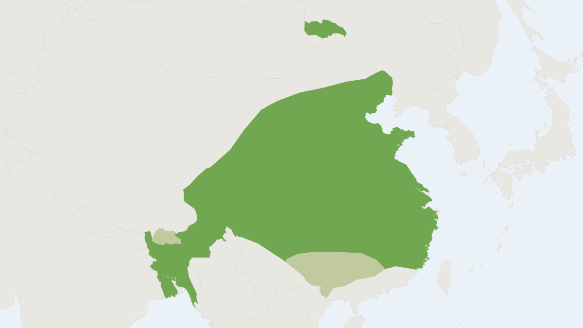 Range map of the Northern Hog Badger (Arctonyx albogularis)