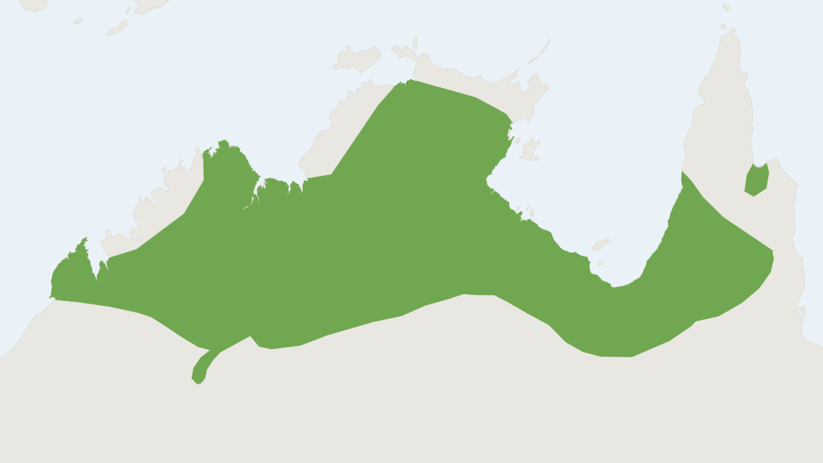 Range map of the Northern Nailtail Wallaby (Onychogalea unguifera)