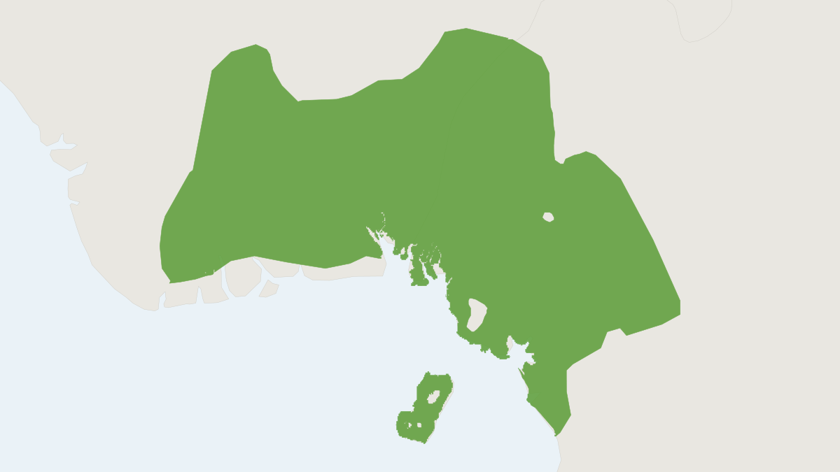 Range map of the Northern Needle-clawed Galago (Euoticus pallidus)