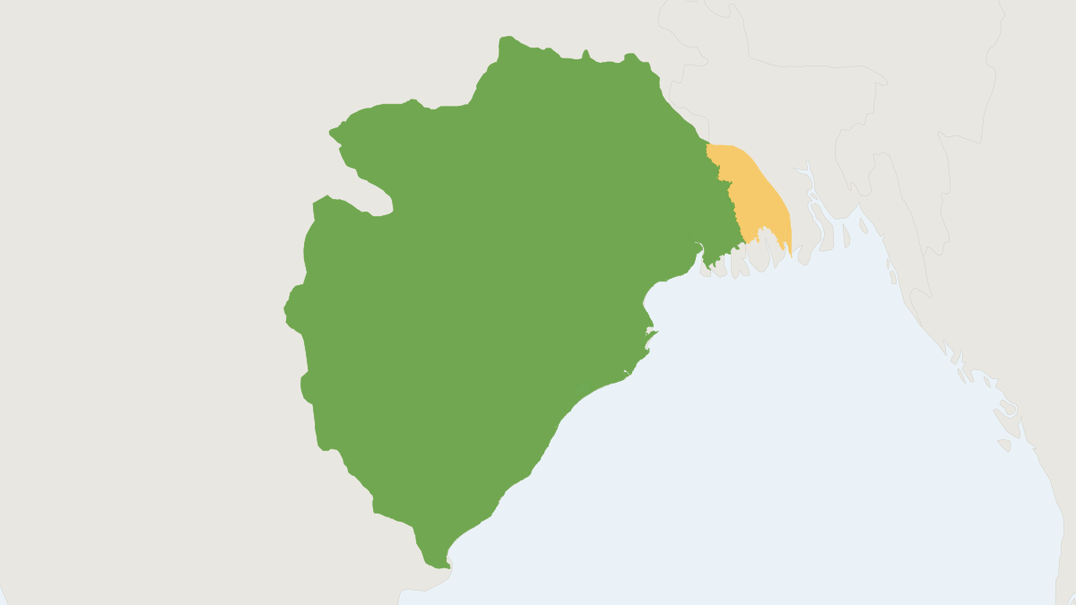 Range map of the Northern Plains Gray Langur (Semnopithecus entellus)