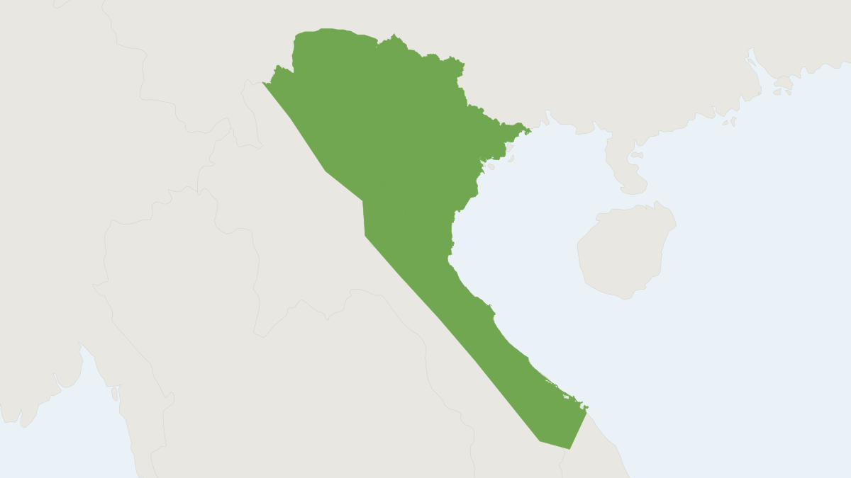 Range map of the Northern Pygmy Loris (Xanthonycticebus intermedius)