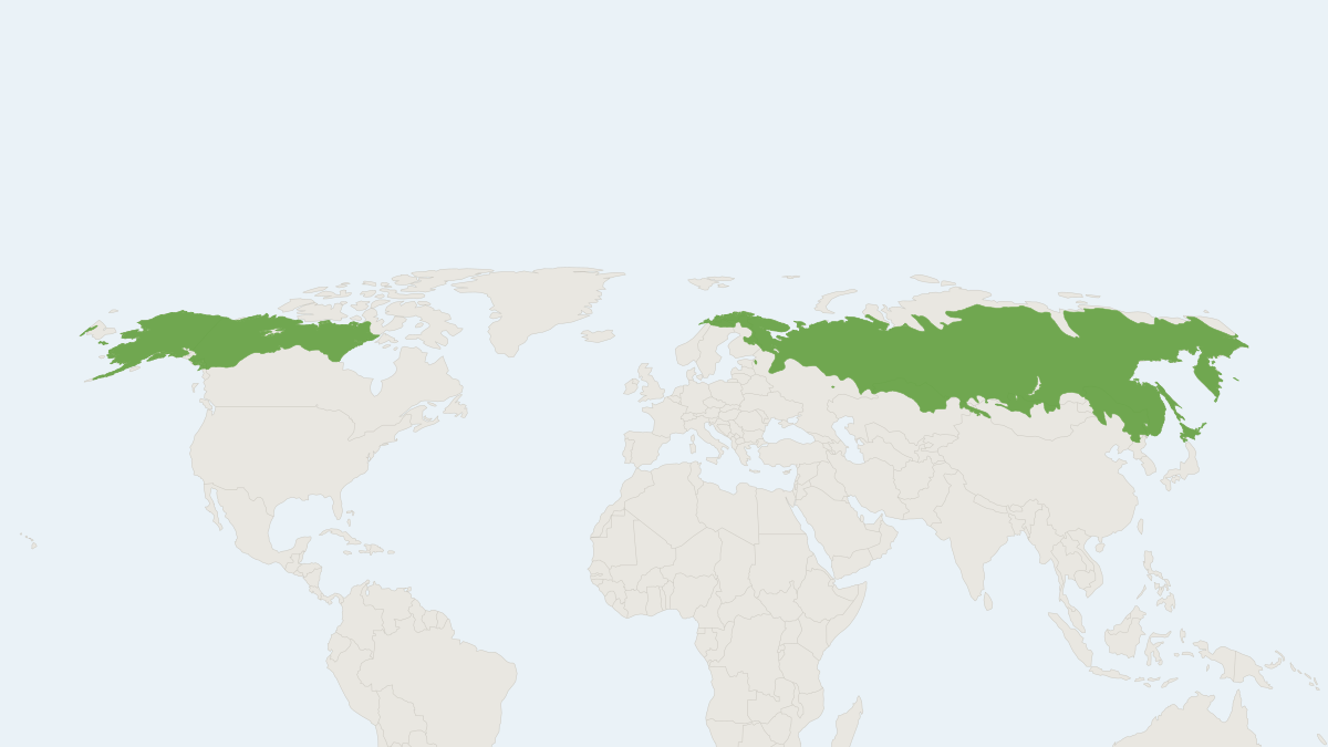 Range map of the Northern Red-backed Vole (Clethrionomys rutilus) covering Canada and Russia