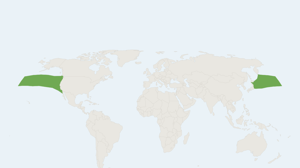 Range map of the Northern Right Whale Dolphin (Lissodelphis borealis)