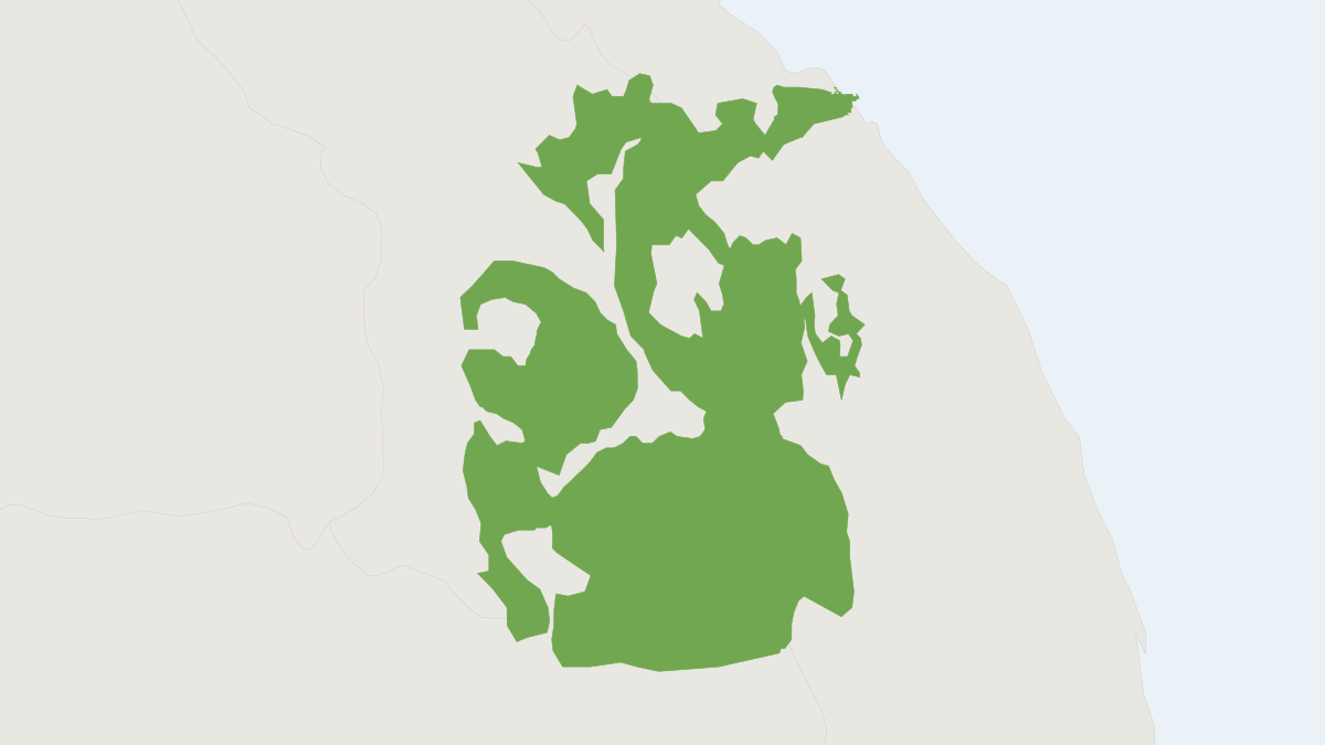 Range map of the Northern Yellow-cheeked Crested Gibbon (Nomascus annamensis)