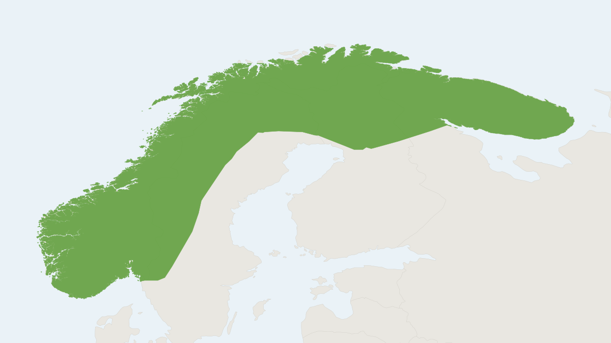 Range map of the Norway Lemming (Lemmus lemmus)