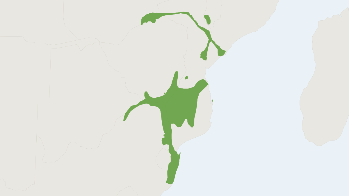 Range map of the Nyala (Tragelaphus angasii)