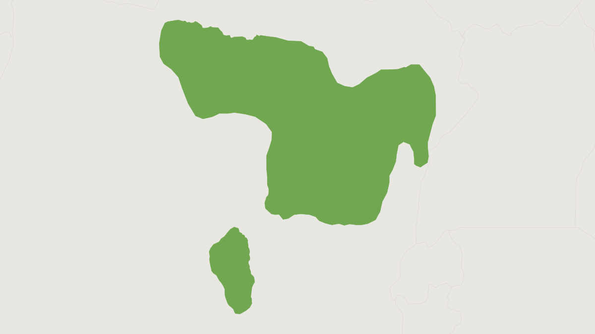 Range map of the Okapi (Okapia johnstoni) covering Democratic Republic of the Congo