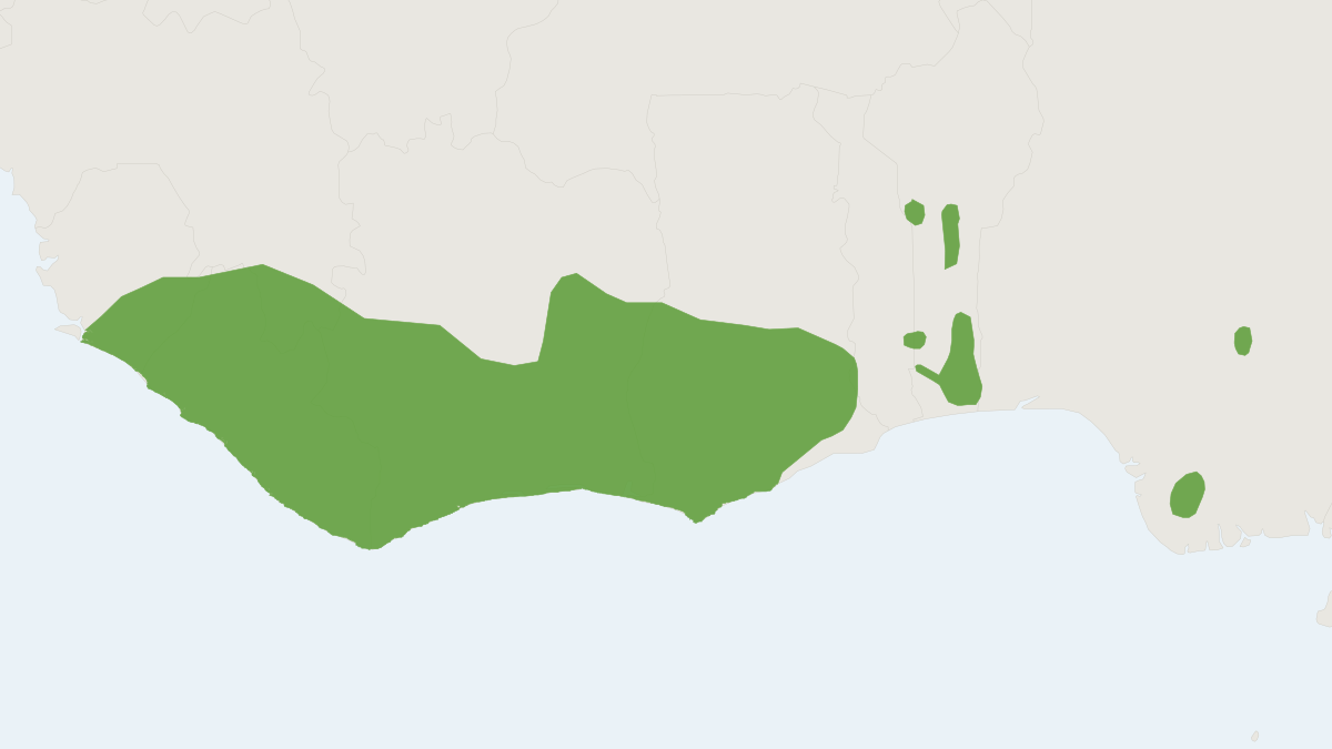 Range map of the Olive Colobus (Procolobus verus)