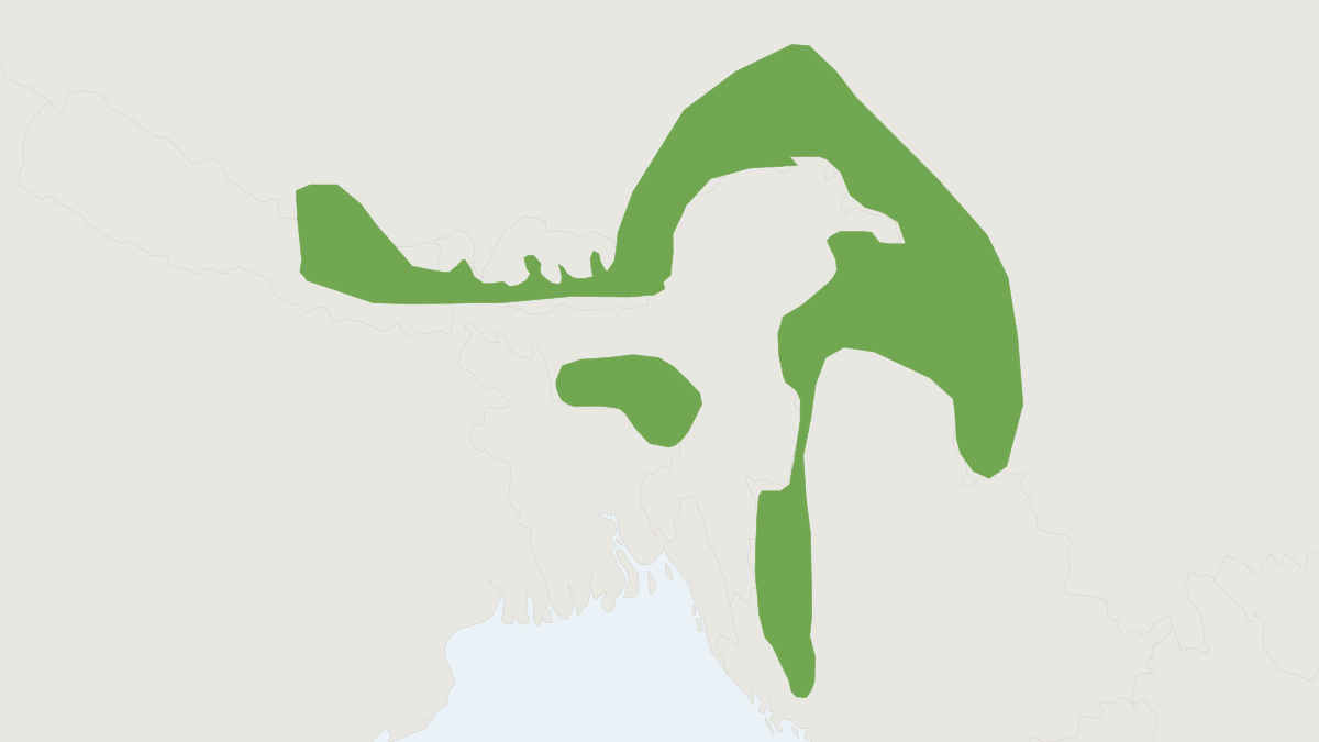 Range map of the Orange-bellied Himalayan Squirrel (Dremomys lokriah)