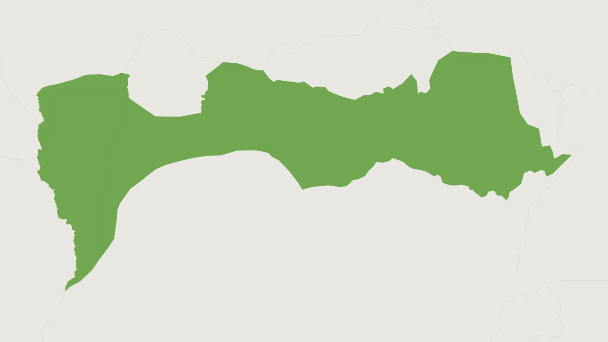 Range map of the Oustalet’s Red Colobus (Piliocolobus oustaleti)