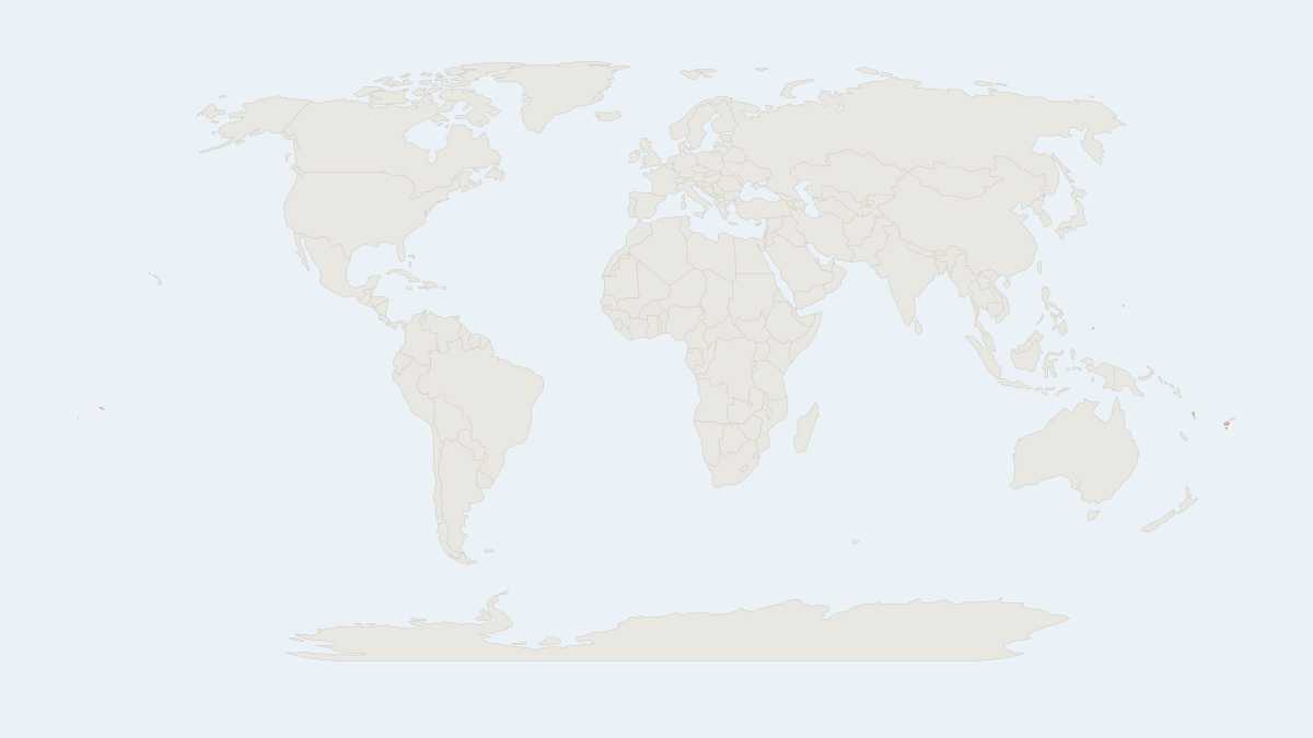 Range map of the Pacific Sheath-tailed Bat (Emballonura semicaudata)