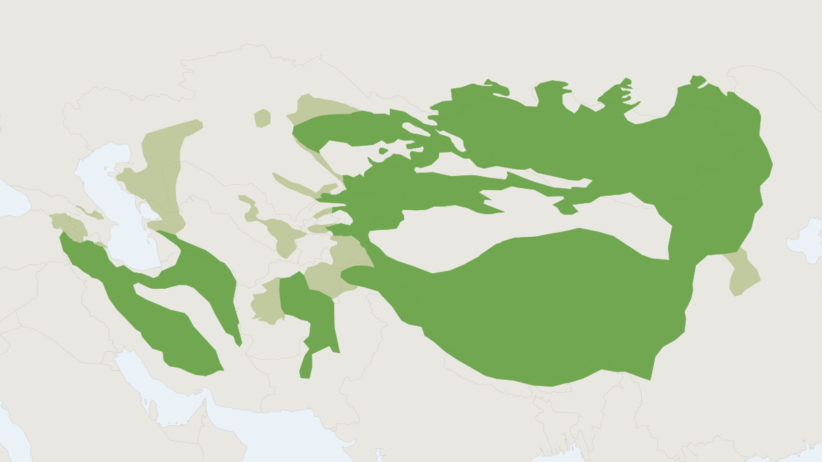 Range map of the Pallas's Cat (Otocolobus manul) covering Afghanistan, Bhutan and China