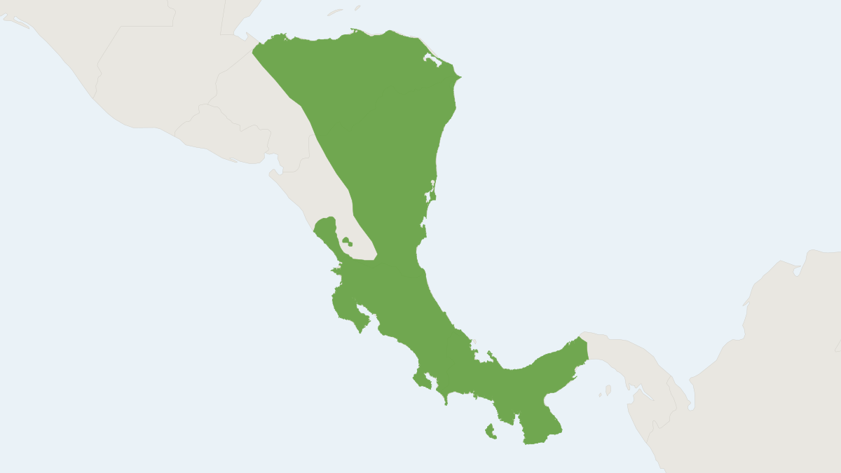 Range map of the Panamanian White-throated Capuchin (Cebus imitator)