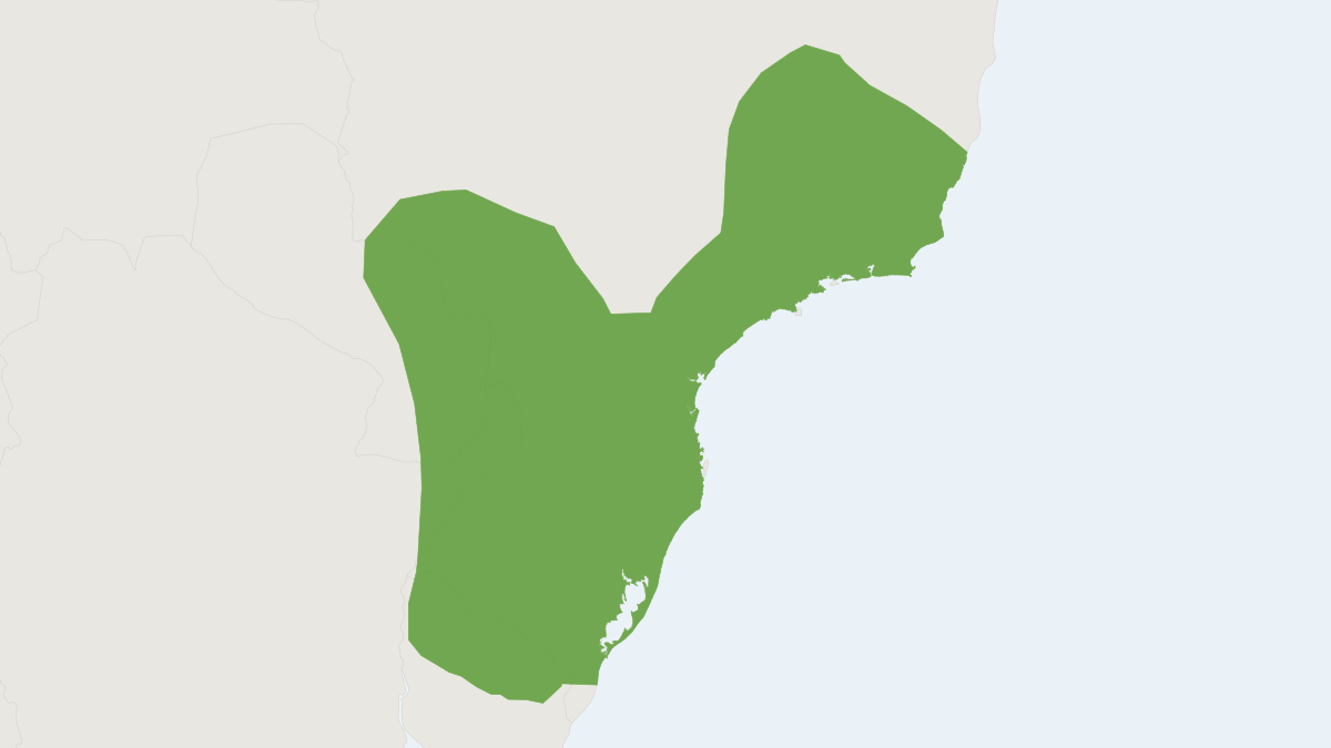 Range map of the Paraguay Hairy Dwarf Porcupine (Coendou spinosus)