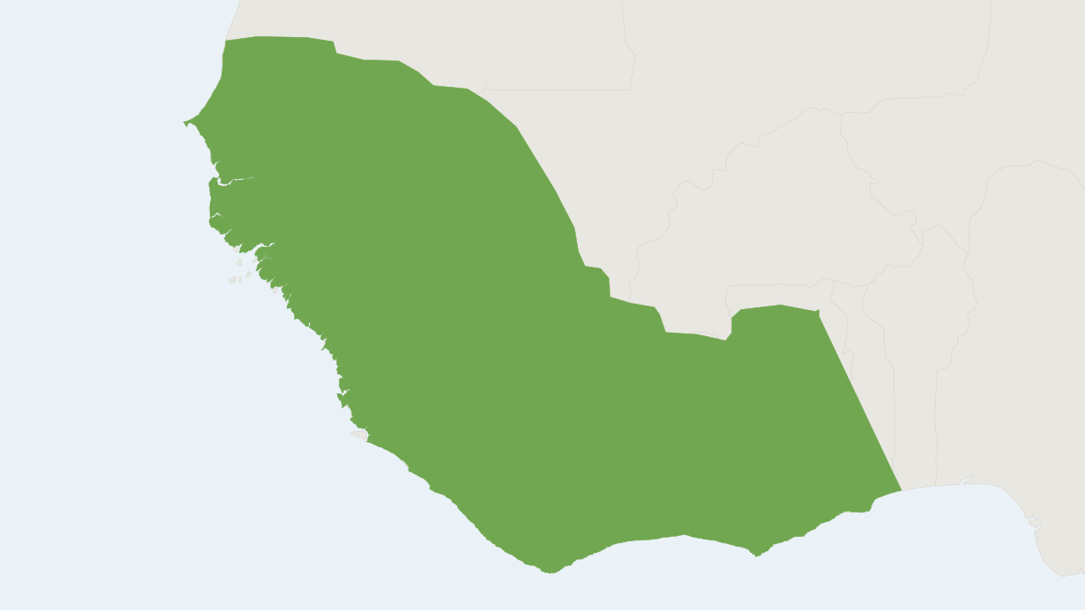 Range map of the Pardine Genet (Genetta pardina)