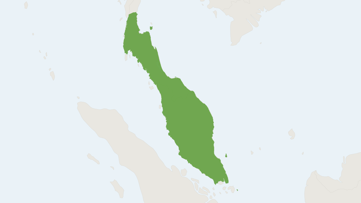 Range map of the Peninsular Shrew (Crocidura negligens)