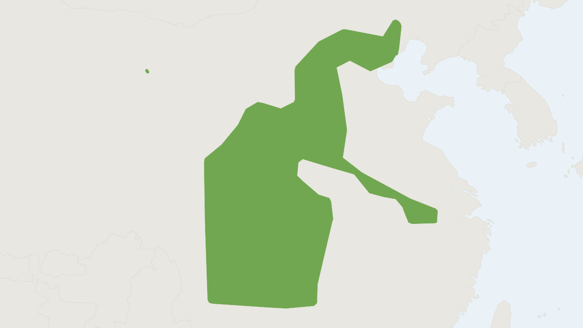 Range map of the Pére David's Rock Squirrel (Sciurotamias davidianus)
