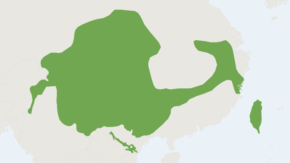 Range map of the Perny's Long-nosed Squirrel (Dremomys pernyi)