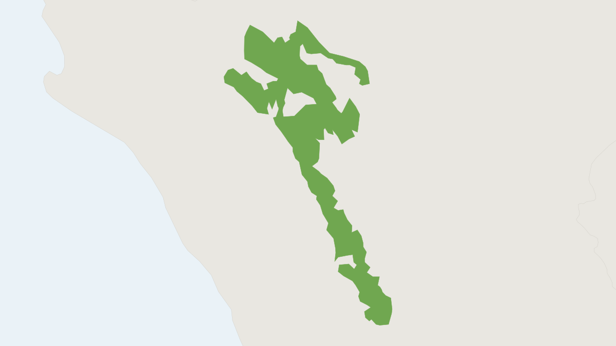 Range map of the Peruvian Yellow-tailed Woolly Monkey (Lagothrix flavicauda)