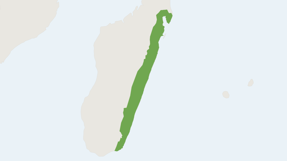 Range map of the Peter's Sheath-tailed Bat (Paremballonura atrata)