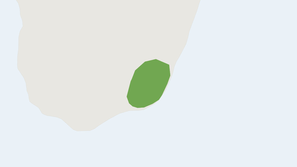 Range map of the Peterson's Long-fingered Bat (Miniopterus petersoni)