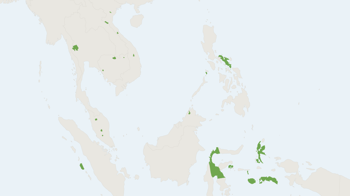 Range map of the Peters's Myotis (Myotis ater)