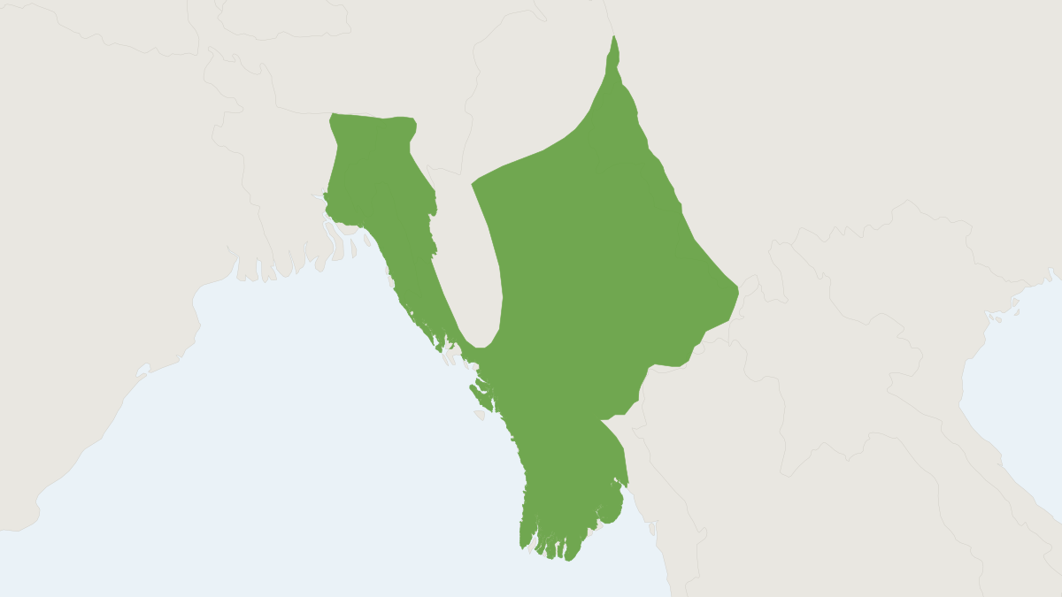 Range map of the Phayre’s Leaf-monkey (Trachypithecus phayrei)
