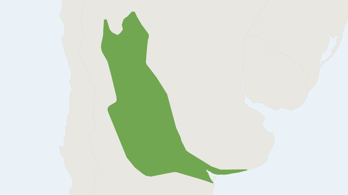 Range map of the Pink Fairy Armadillo (Chlamyphorus truncatus) covering Argentina