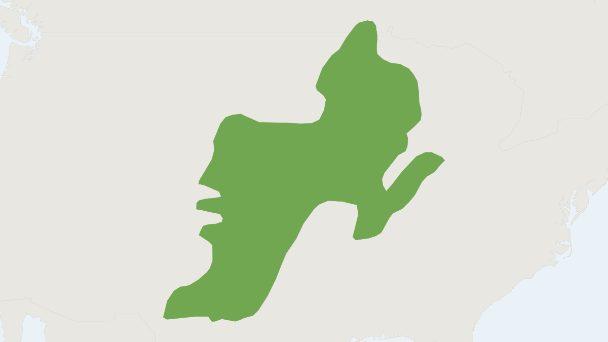 Range map of the Plains Pocket Gopher (Geomys bursarius)